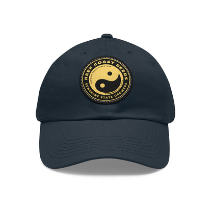 Reef Coast Seeds (Yellow) — Dad Hat with Leather Patch (Round)