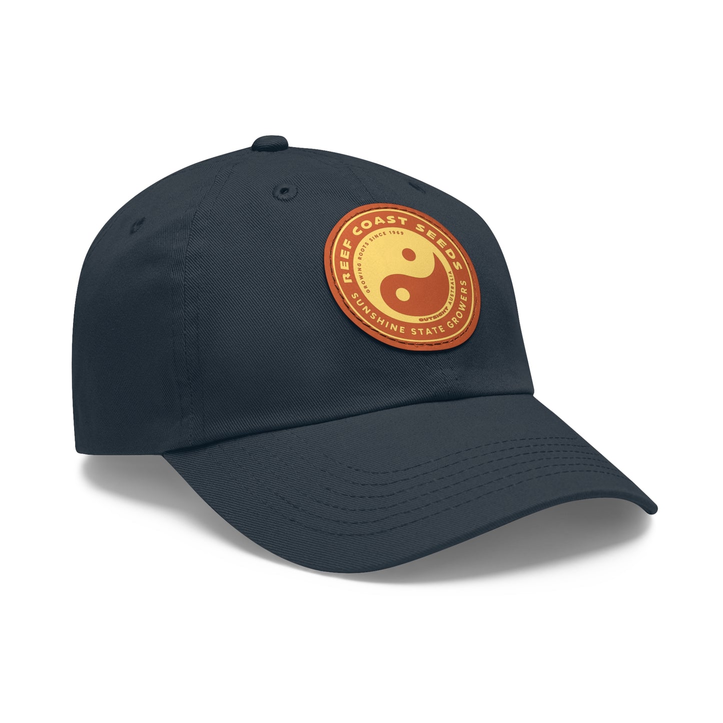 Reef Coast Seeds (Yellow) — Dad Hat with Leather Patch (Round)