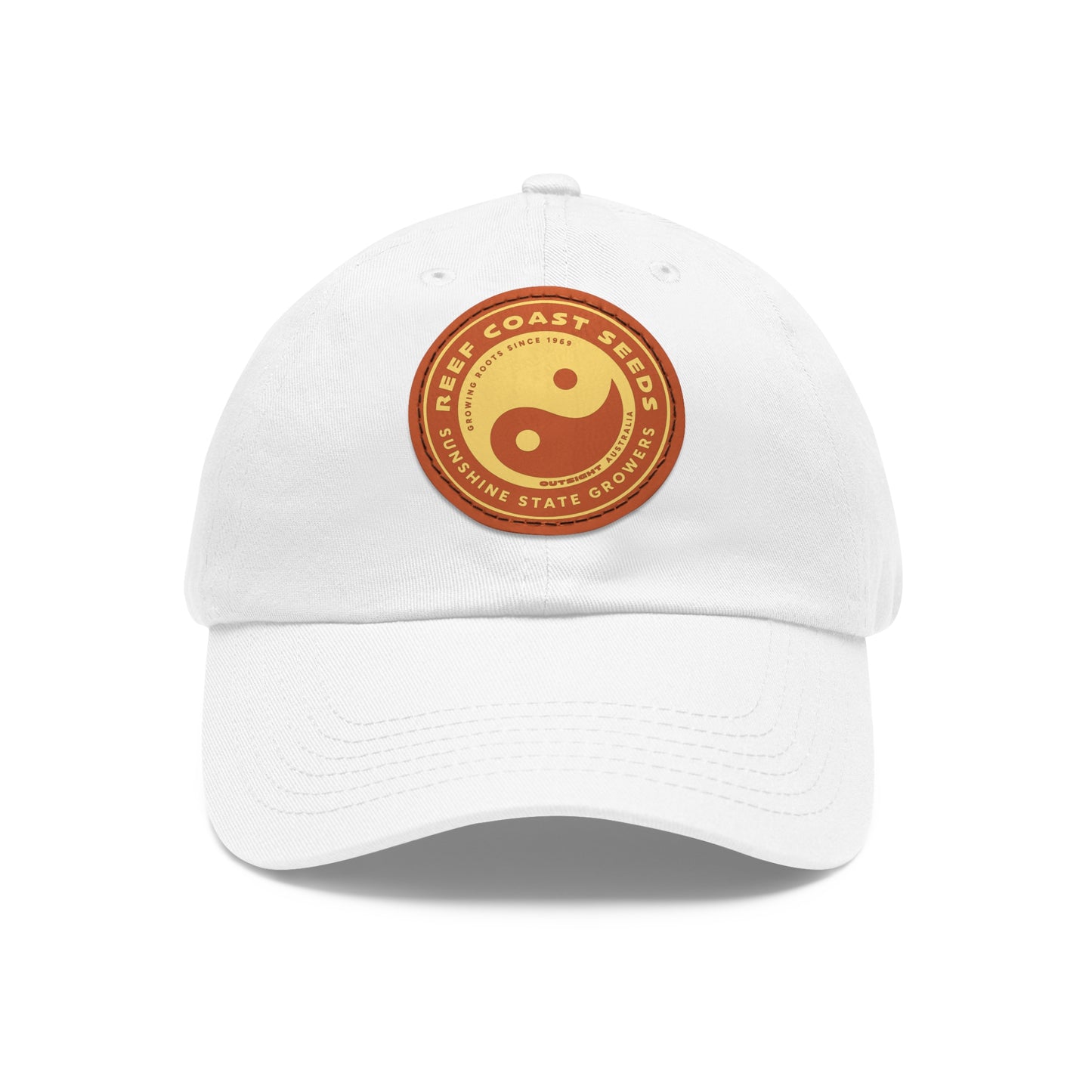 Reef Coast Seeds (Yellow) — Dad Hat with Leather Patch (Round)