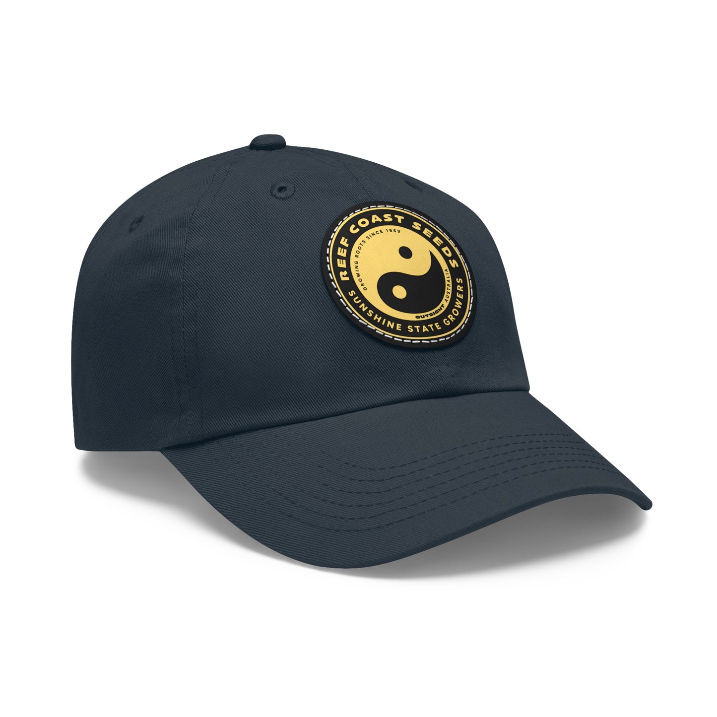 Reef Coast Seeds (Yellow) — Dad Hat with Leather Patch (Round)