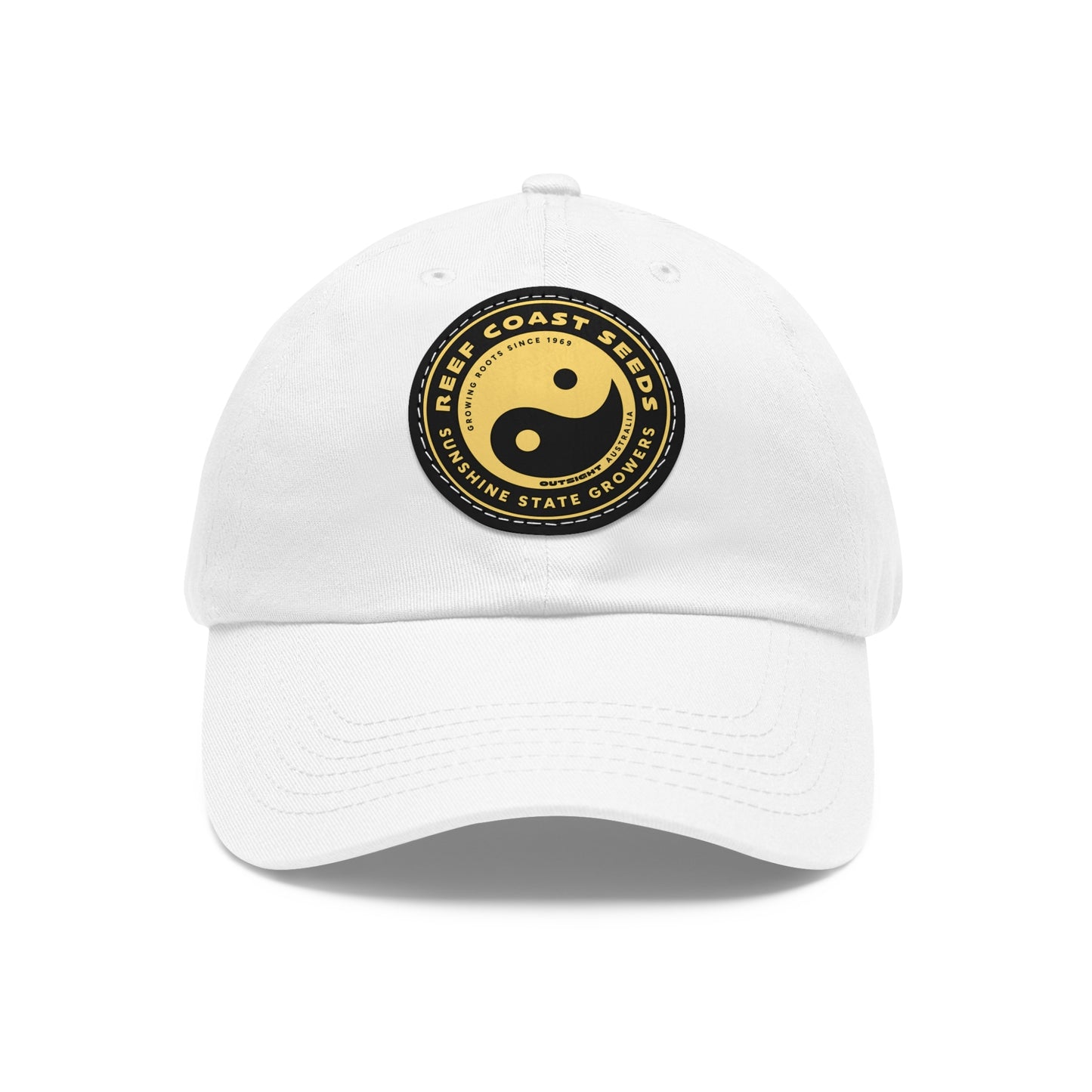 Reef Coast Seeds (Yellow) — Dad Hat with Leather Patch (Round)