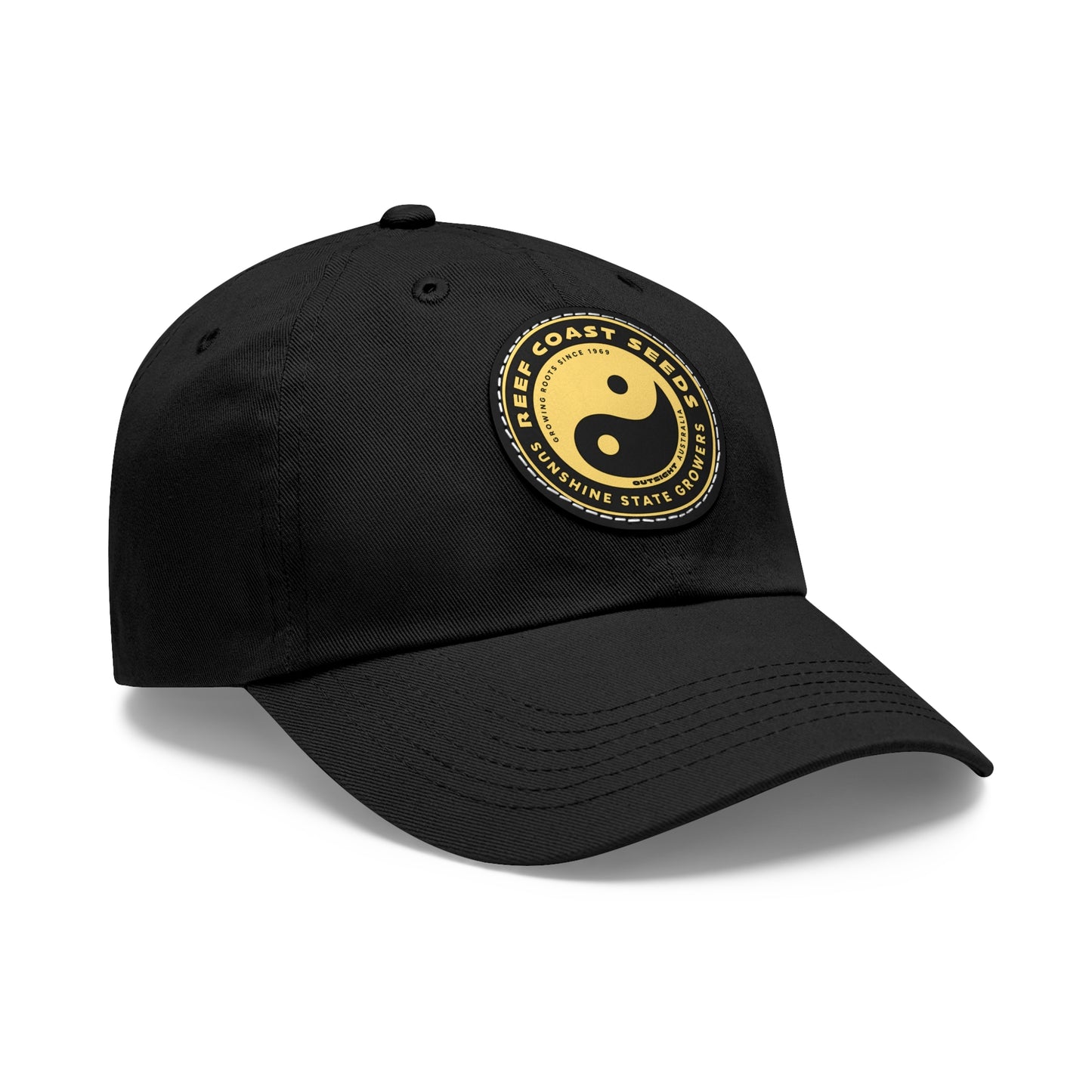 Reef Coast Seeds (Yellow) — Dad Hat with Leather Patch (Round)