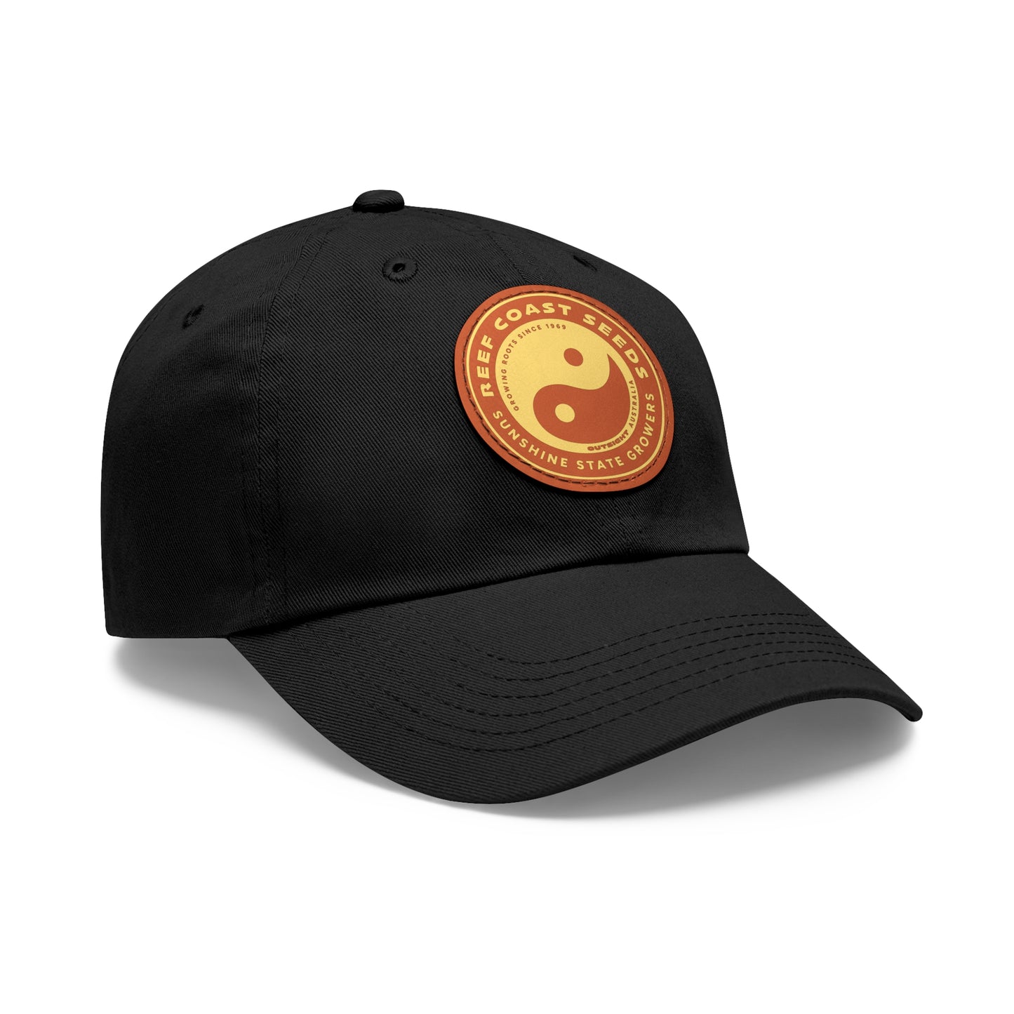 Reef Coast Seeds (Yellow) — Dad Hat with Leather Patch (Round)