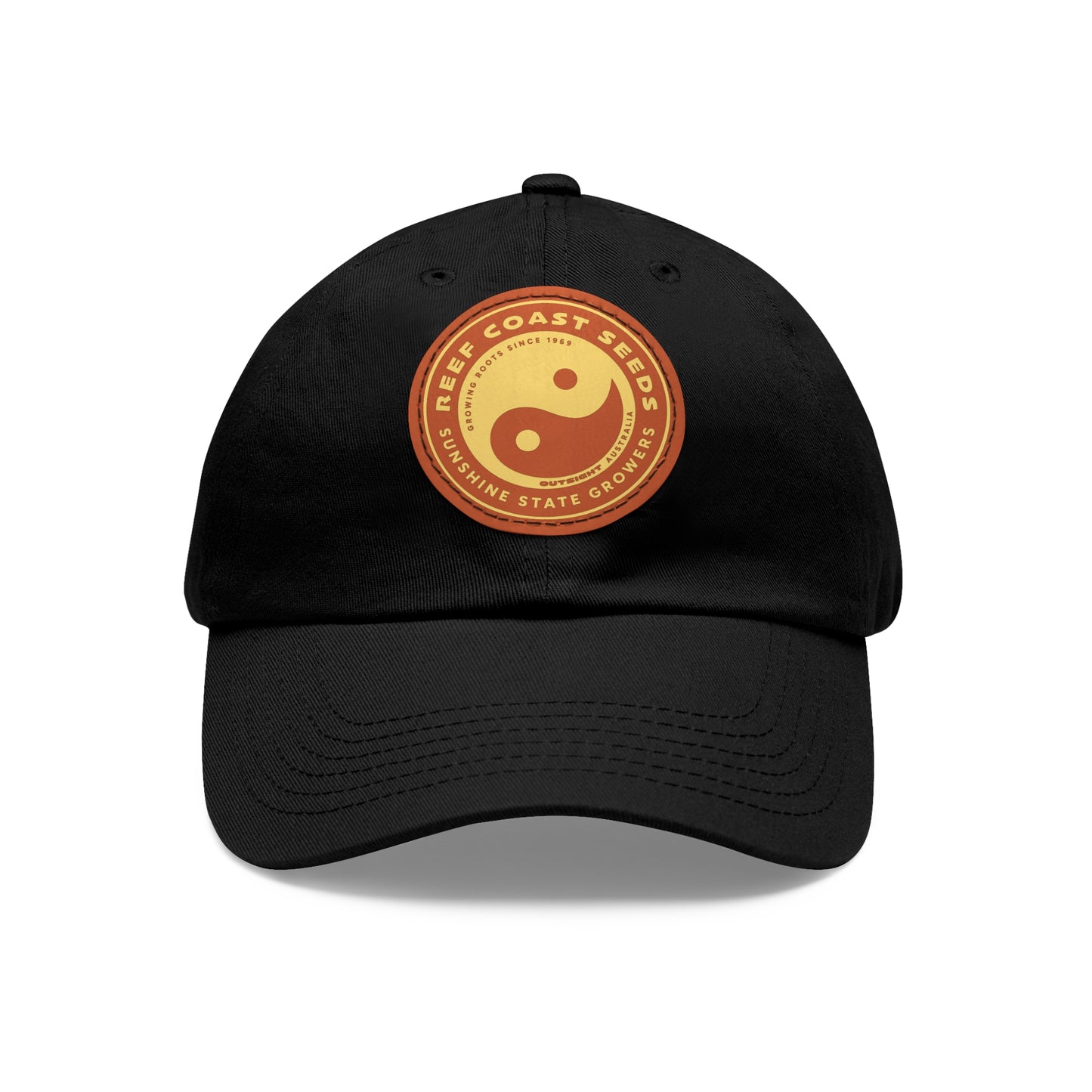 Reef Coast Seeds (Yellow) — Dad Hat with Leather Patch (Round)